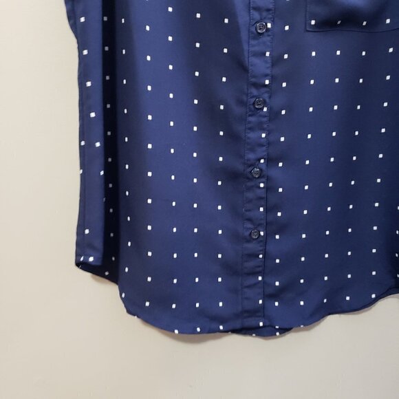 Old Navy * Sleeveless Blouse * Navy Dot Sz M - Picture 7 of 9